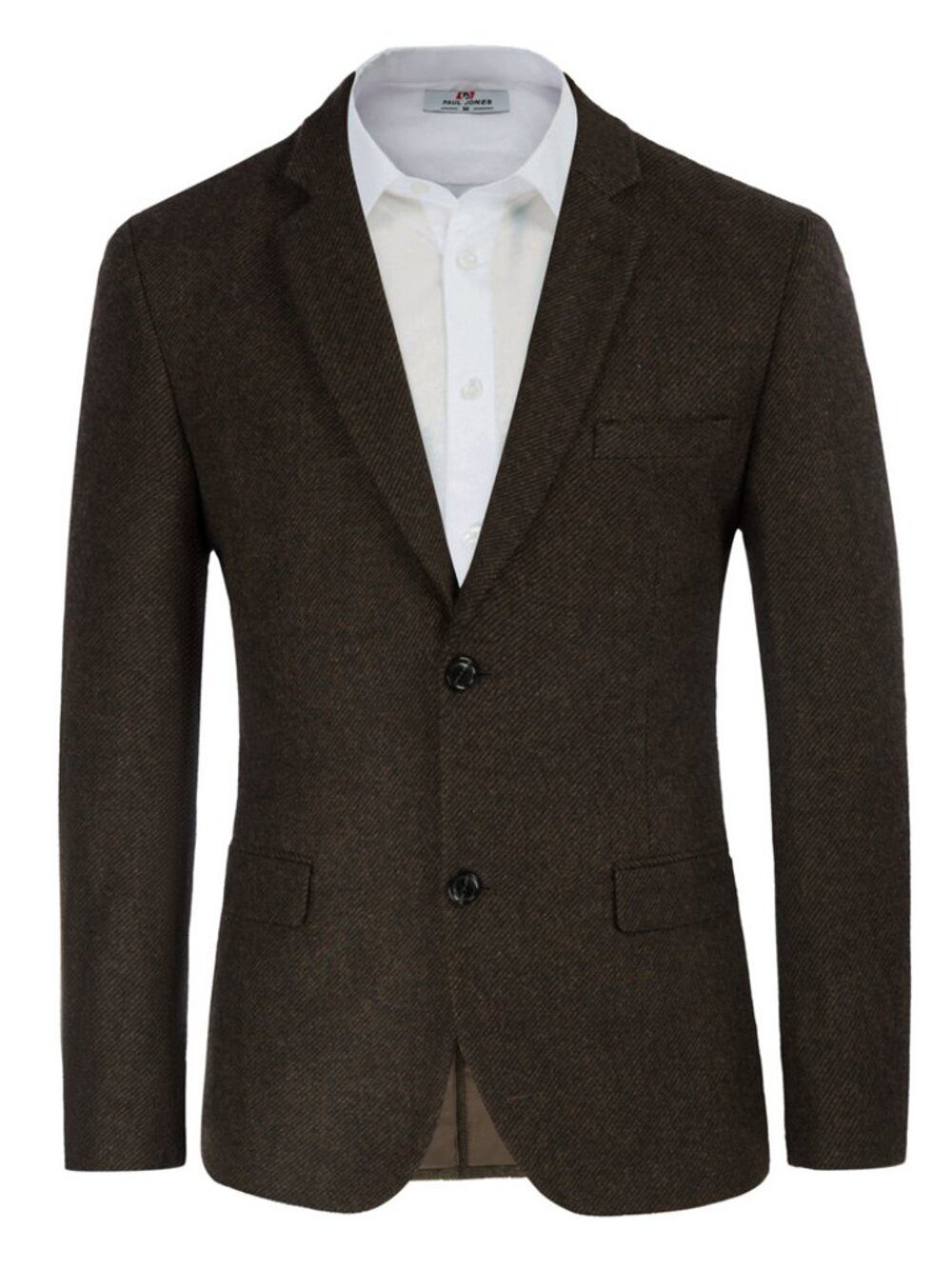 NWT Paul Jones Mens Size 2XL Dark Brown Herringbone Two-Button Blazer Jacket NEW
